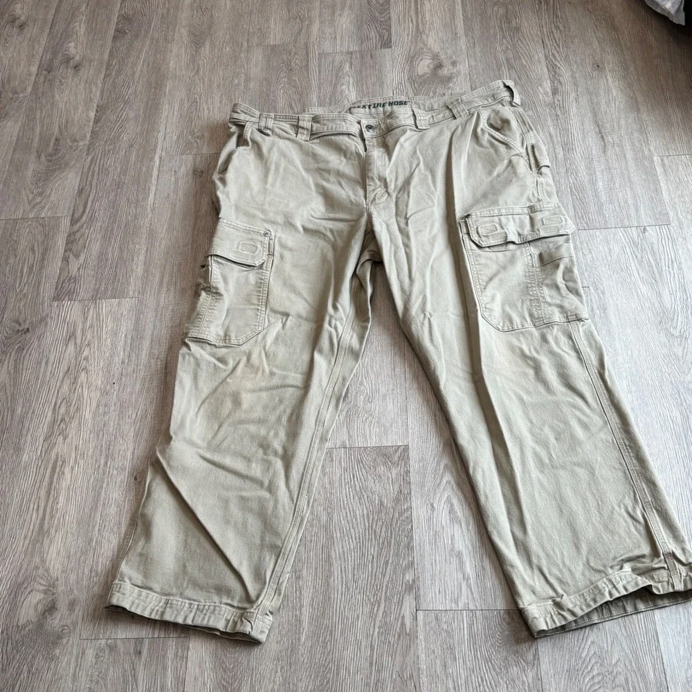 Duluth Trading Co Flex Fire Hose Cargo Pants Mens 46x30 Relaxed Fit Desert Khaki